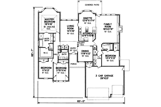 Floor Plan - Main Floor for Traditional House Plan #65-271 - 4 bed, 3 bath