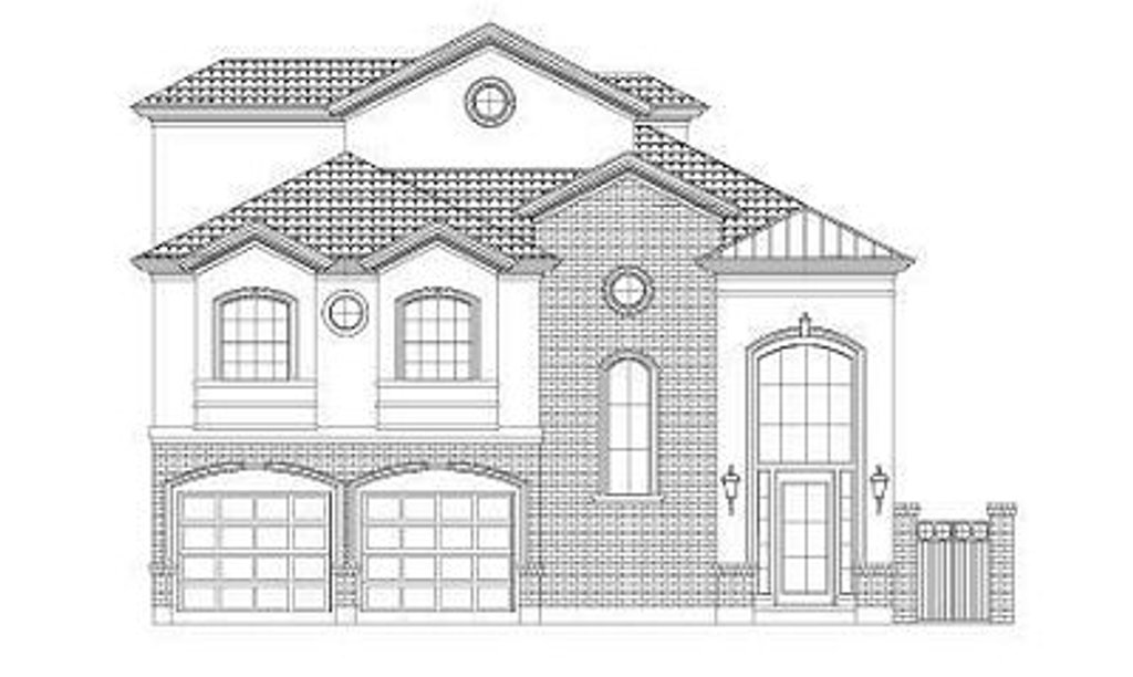 Exterior - Front Elevation 2 for European House Plan #411-862 - 3 bed, 3.5 bath