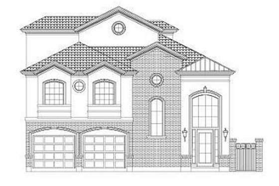 Exterior - Front Elevation for European House Plan #411-862 - 3 bed, 3.5 bath