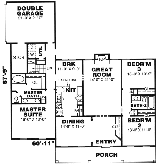 House Plan Design - Country Floor Plan - Main Floor Plan #34-264