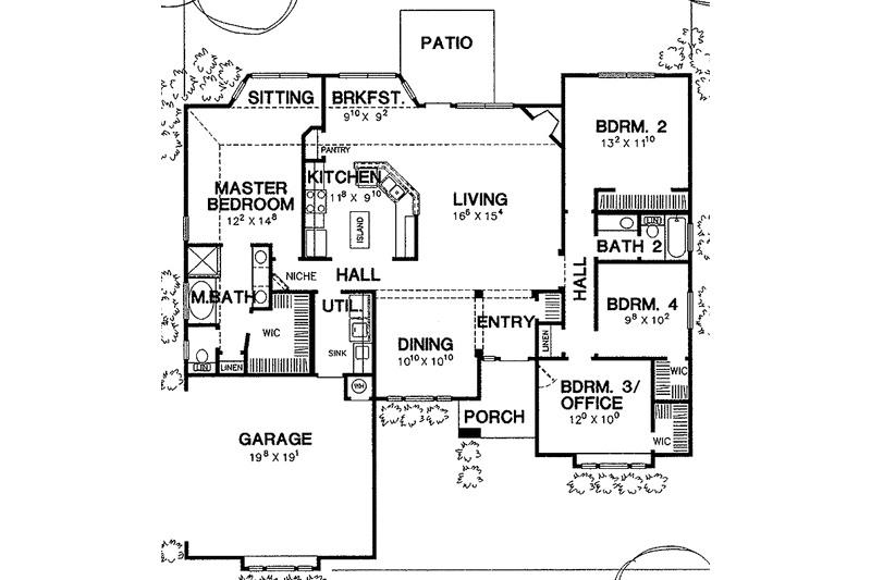 Dream House Plan - Floor Plan - Main Floor for European House Plan #472-266 - 4 bed, 2 bath