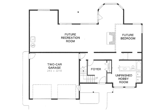 Floor Plan - Lower Floor for European House Plan #18-9031 - 3 bed, 2 bath