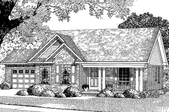 Exterior - Front Elevation 3 for Country House Plan #17-3259 - 3 bed, 2 bath