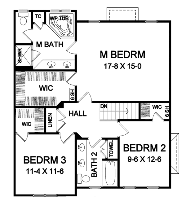 Home Plan - Traditional Floor Plan - Upper Floor Plan #328-371