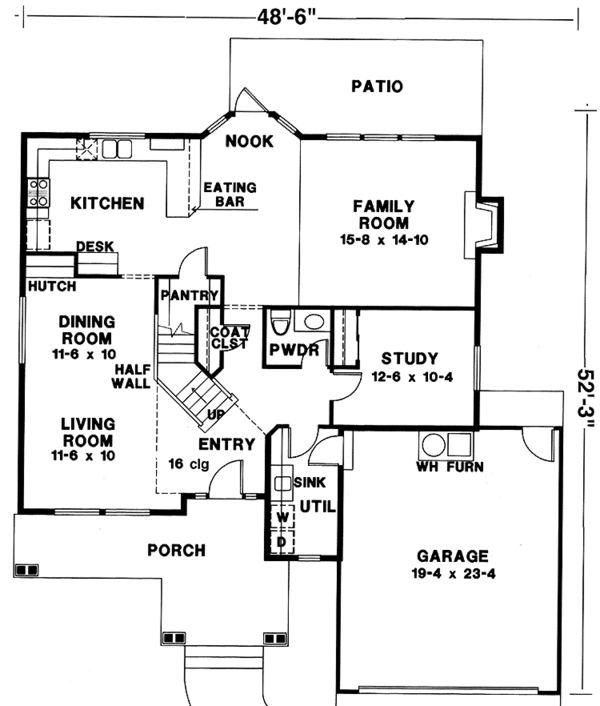 House Plan Design - Country Floor Plan - Main Floor Plan #966-60