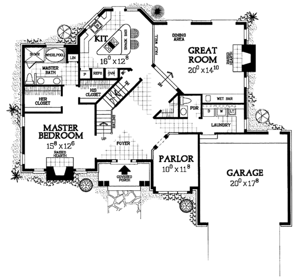 Architectural House Design - Colonial Floor Plan - Main Floor Plan #72-1023
