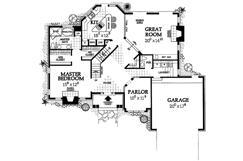 House Plan Design - Floor Plan - Main Floor for Colonial House Plan #72-1023 - 4 bed, 3.5 bath