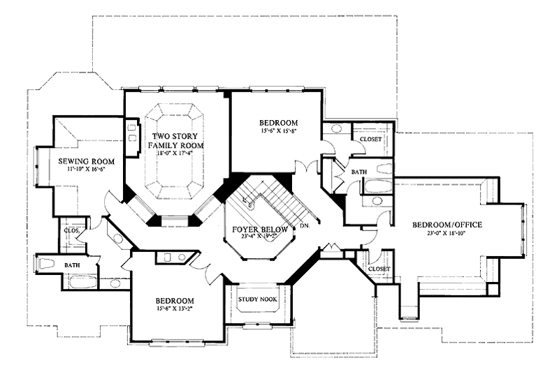 Home Plan - Floor Plan - Upper Floor for European House Plan #429-193 - 4 bed, 3.5 bath