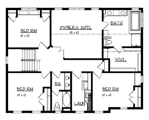 Architectural House Design - Classical Floor Plan - Upper Floor Plan #320-1000
