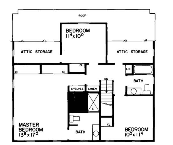House Design - Colonial Floor Plan - Upper Floor Plan #72-682