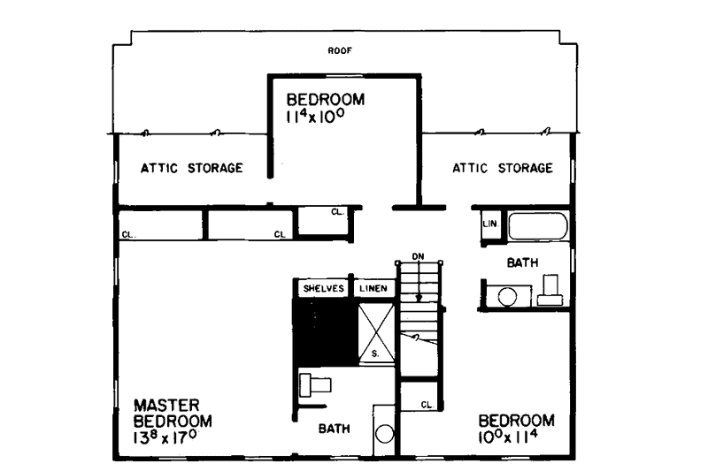 Home Plan - Floor Plan - Upper Floor for Colonial House Plan #72-682 - 3 bed, 2.5 bath