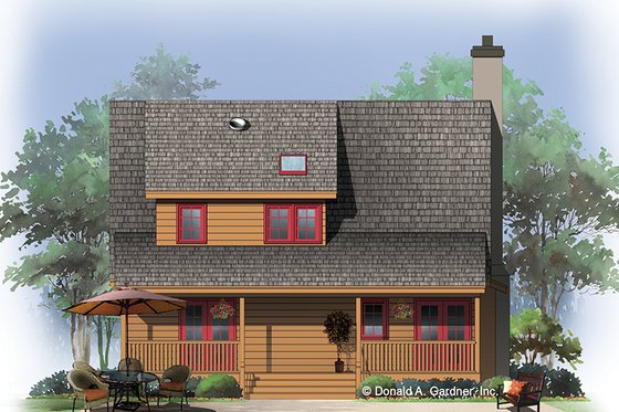 Exterior - Rear Elevation 2 for Country House Plan #929-112 - 3 bed, 2 bath