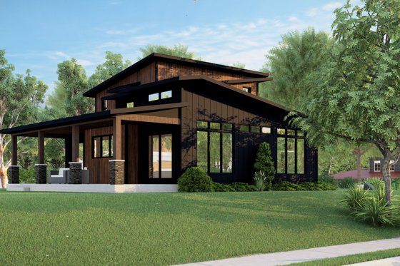 Exterior - Rear Elevation for Modern House Plan #1064-153 - 3 bed, 2 bath