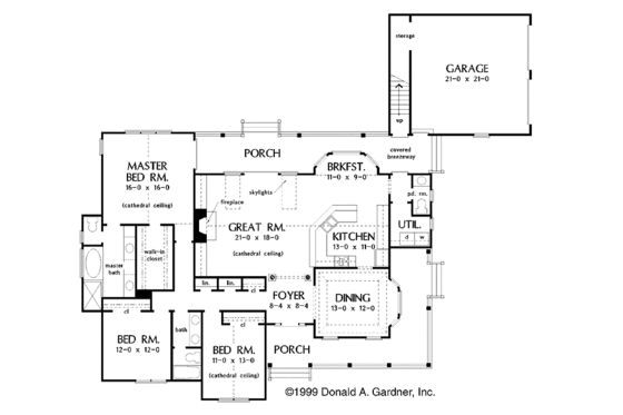 Floor Plan - Main Floor for Country House Plan #929-425 - 3 bed, 2.5 bath