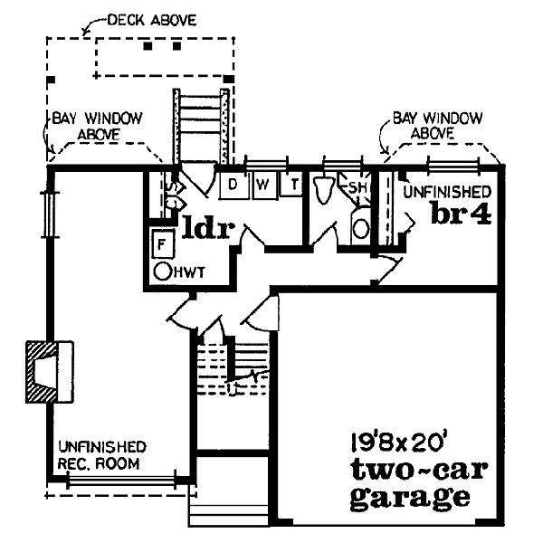 Traditional Floor Plan - Lower Floor Plan #47-159