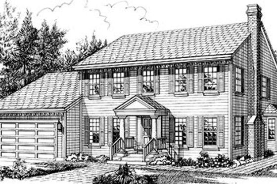 Exterior - Front Elevation for Colonial House Plan #47-191 - 3 bed, 2.5 bath