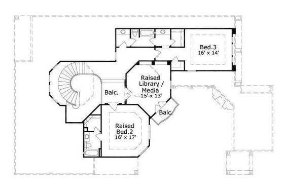 Floor Plan - Upper Floor for Mediterranean House Plan #411-817 - 4 bed, 4.5 bath
