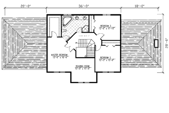 Floor Plan - Upper Floor for European House Plan #138-253 - 3 bed, 1.5 bath