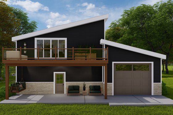 Exterior - Rear Elevation for Modern House Plan #1060-155 - 1 bed, 1.5 bath