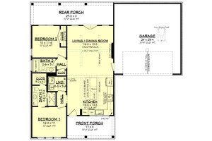 Floor Plan - Main Floor for Farmhouse House Plan #430-369 - 2 bed, 2 bath