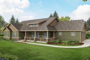 Exterior - Front Elevation for Ranch House Plan #124-1141 - 3 bed, 2.5 bath