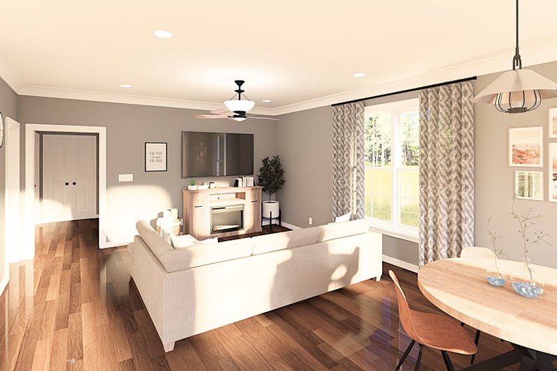 House Blueprint - Interior - Family Room for Traditional House Plan #44-245 - 2 bed, 2 bath