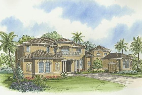 Exterior - Front Elevation for Mediterranean House Plan #420-175 - 4 bed, 5 bath