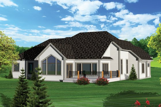 Exterior - Rear Elevation for European House Plan #70-1056 - 3 bed, 2 bath