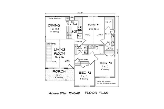 Floor Plan - Main Floor for Cottage House Plan #513-2341 - 3 bed, 2 bath