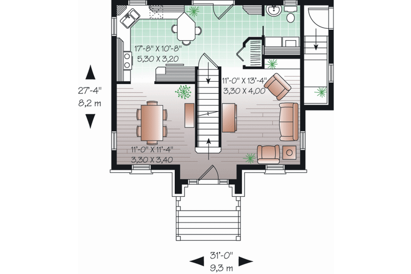Home Plan - Floor Plan - Main Floor for Country House Plan #23-2193 - 3 bed, 1.5 bath