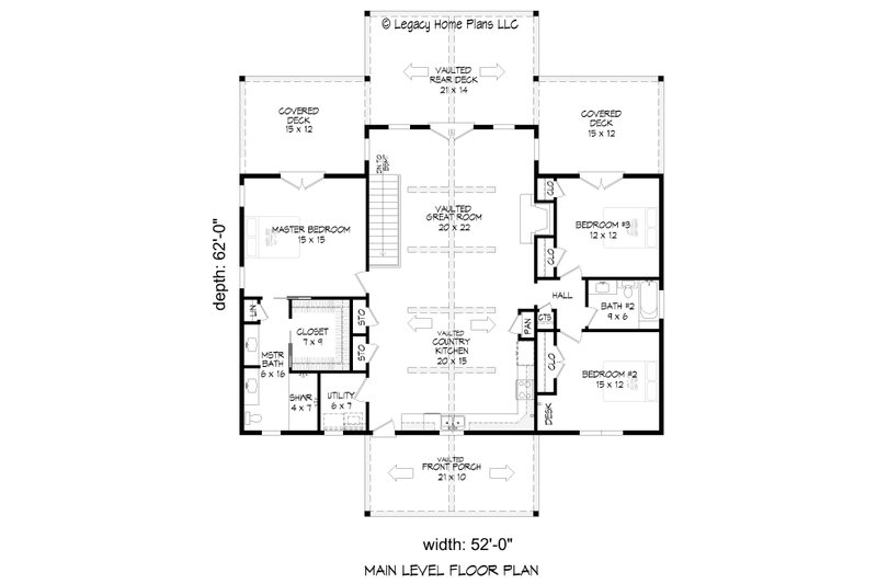 House Plan Design - Floor Plan - Main Floor for Traditional House Plan #932-741 - 3 bed, 2 bath
