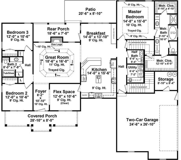 Architectural House Design - Country Floor Plan - Main Floor Plan #21-384