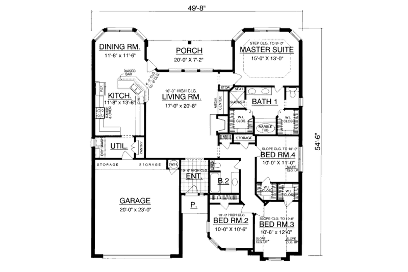 Architectural House Design - Floor Plan - Main Floor for Traditional House Plan #40-403 - 4 bed, 2 bath