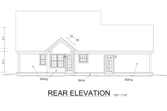 Exterior - Rear Elevation for Country House Plan #513-2056 - 3 bed, 2 bath
