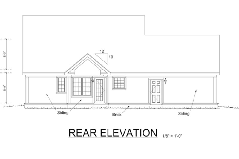 Home Plan - Exterior - Rear Elevation for Country House Plan #513-2056 - 3 bed, 2 bath