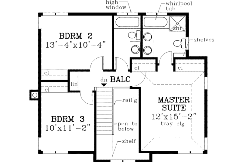House Design - Floor Plan - Upper Floor for Country House Plan #3-138 - 3 bed, 2.5 bath