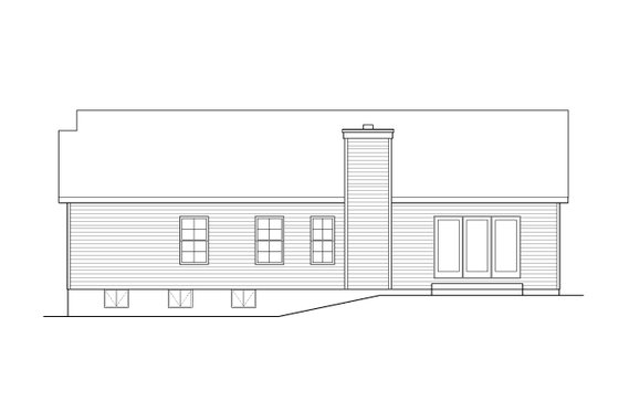 Exterior - Rear Elevation for Ranch House Plan #22-633 - 3 bed, 2.5 bath