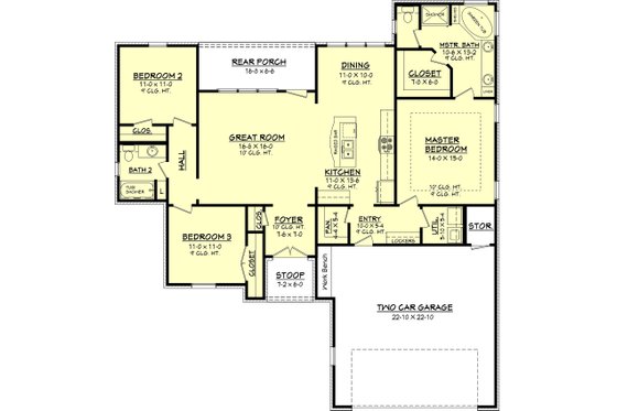 Floor Plan - Main Floor for European House Plan #430-65 - 3 bed, 2 bath