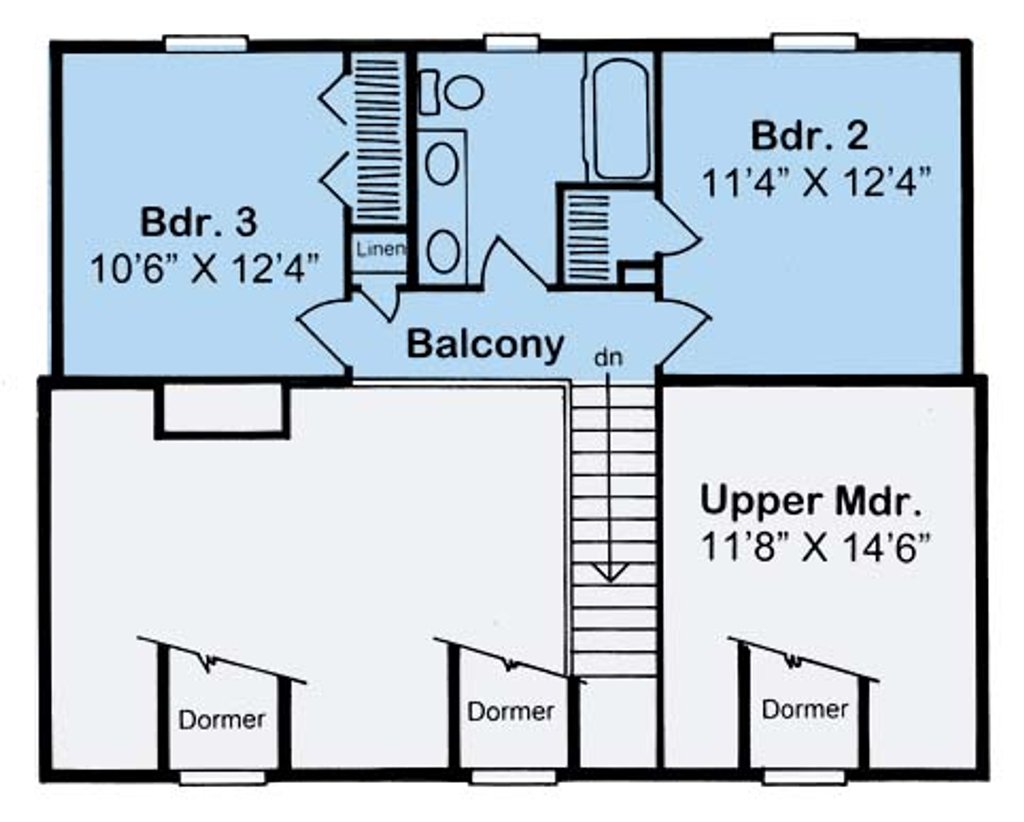 Floor Plan - Upper Floor for Country House Plan #312-447 - 3 bed, 2.5 bath