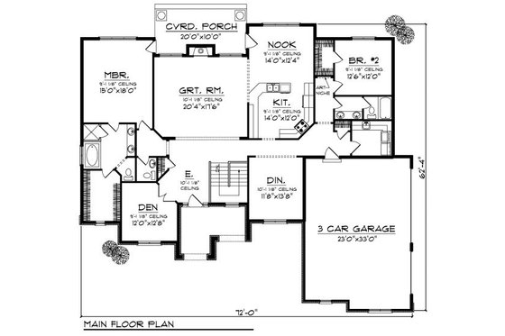 Floor Plan - Main Floor for European House Plan #70-875 - 2 bed, 2.5 bath