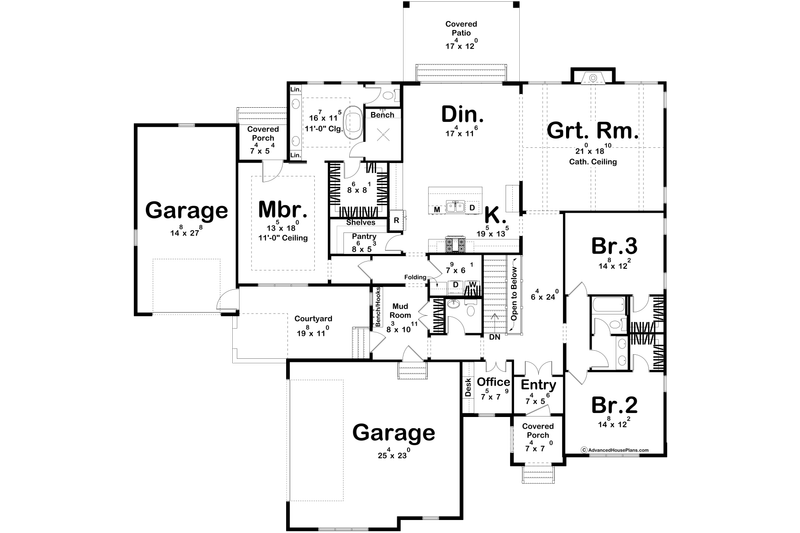 Architectural House Design - Floor Plan - Main Floor for Cottage House Plan #455-815 - 3 bed, 2.5 bath