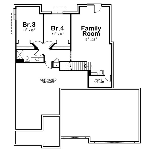 House Blueprint - European Floor Plan - Lower Floor Plan #20-2575