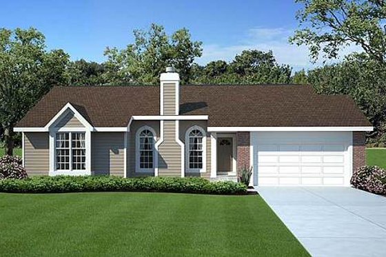 Exterior - Front Elevation for Traditional House Plan #312-307 - 3 bed, 2 bath