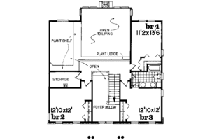 Floor Plan - Upper Floor for Southern House Plan #47-635 - 4 bed, 2.5 bath