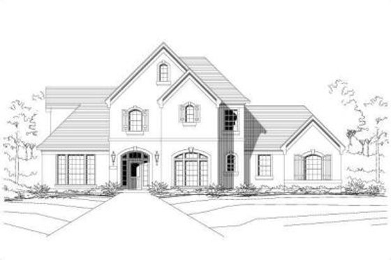 Exterior - Front Elevation for European House Plan #411-243 - 4 bed, 3 bath