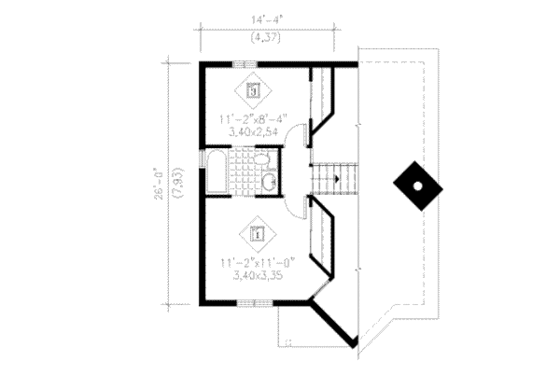 Floor Plan - Upper Floor for Traditional House Plan #25-2285 - 3 bed, 2 bath