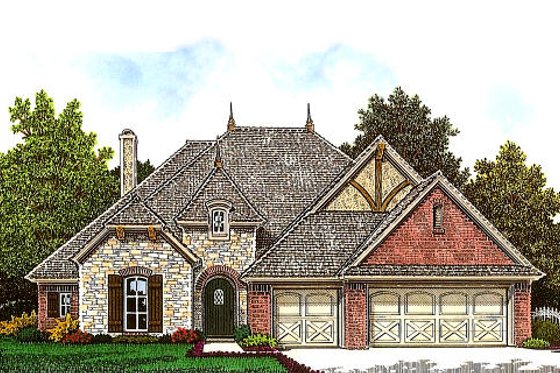 Exterior - Front Elevation for European House Plan #310-988 - 3 bed, 2.5 bath