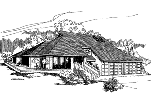 Exterior - Front Elevation 3 for Contemporary House Plan #60-841 - 4 bed, 2.5 bath