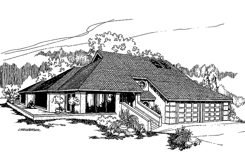Home Plan - Exterior - Front Elevation 3 for Contemporary House Plan #60-841 - 4 bed, 2.5 bath