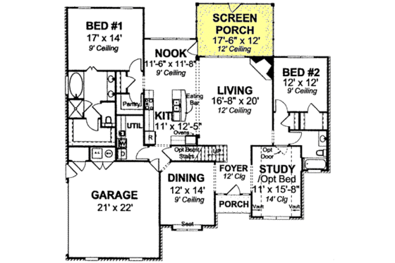 Floor Plan - Main Floor for Traditional House Plan #20-1537 - 4 bed, 3 bath